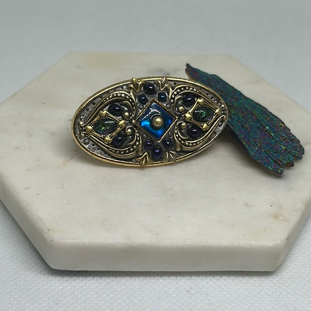 Michal Golan Victorian-Art Deco Styled Brooch & Pendant